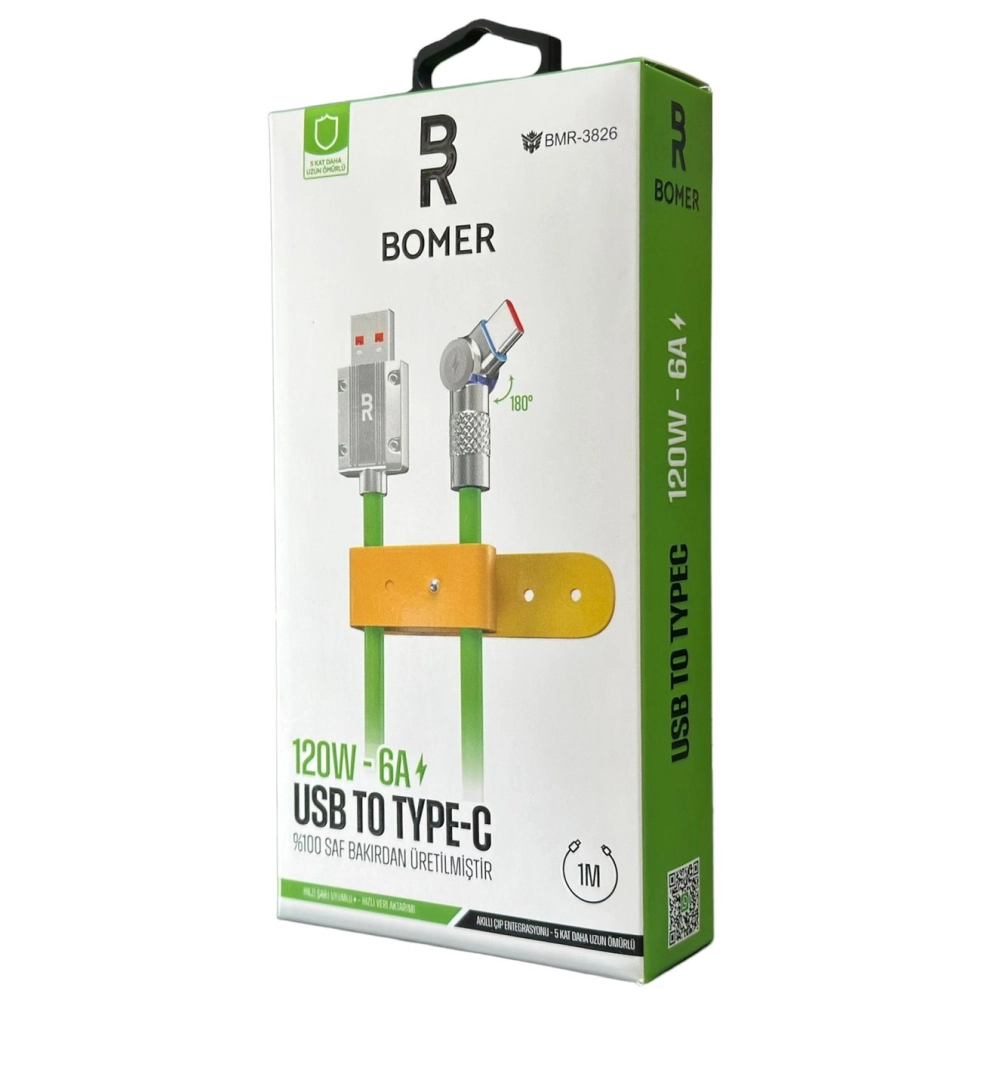 #112 - BMR 120W USB Typce Döner Başlıklı Kablo