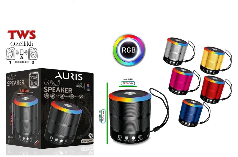 #KLN190 - Auris KLN190 RGB Taşınabilir Bluetooth Hoparlör